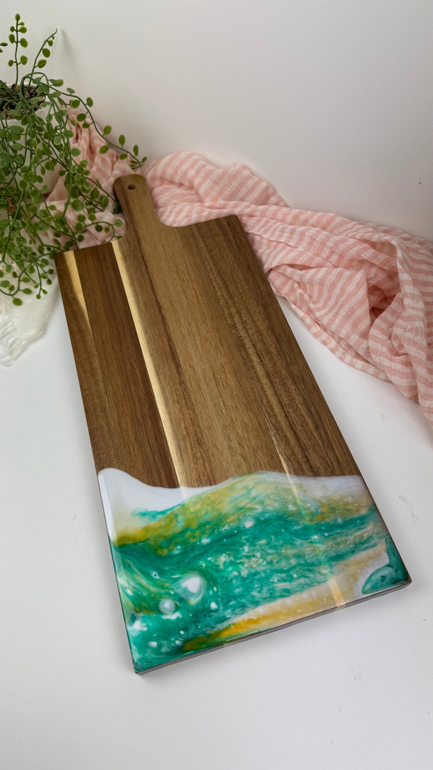 Wooden Board - Paddle boards Emerald green and gold