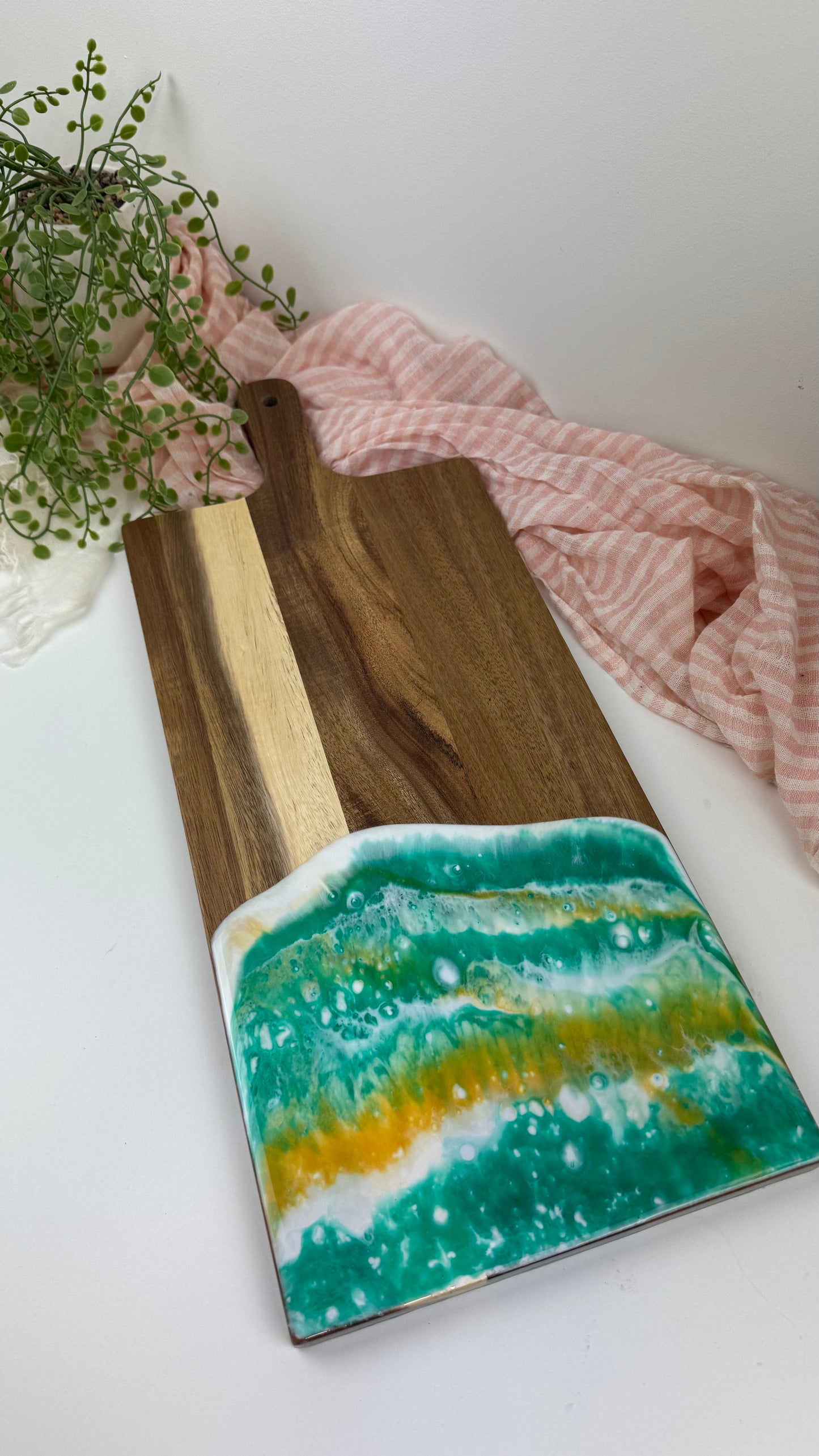 Wooden Board - Paddle boards Emerald green and gold