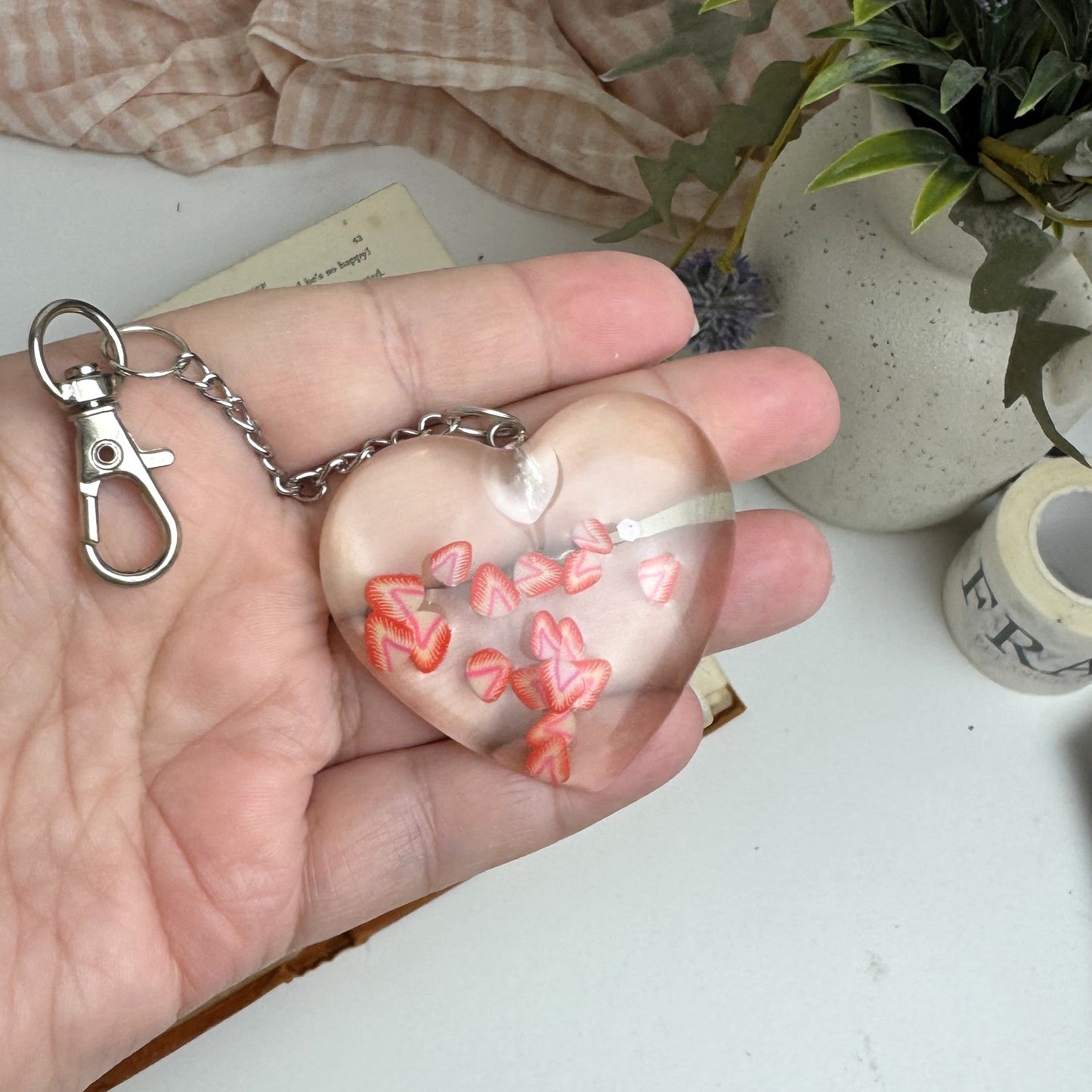 Heart Shaped Resin Keyring