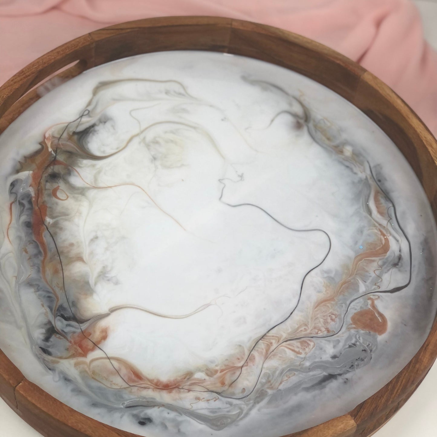 Wooden tray -Round resin art