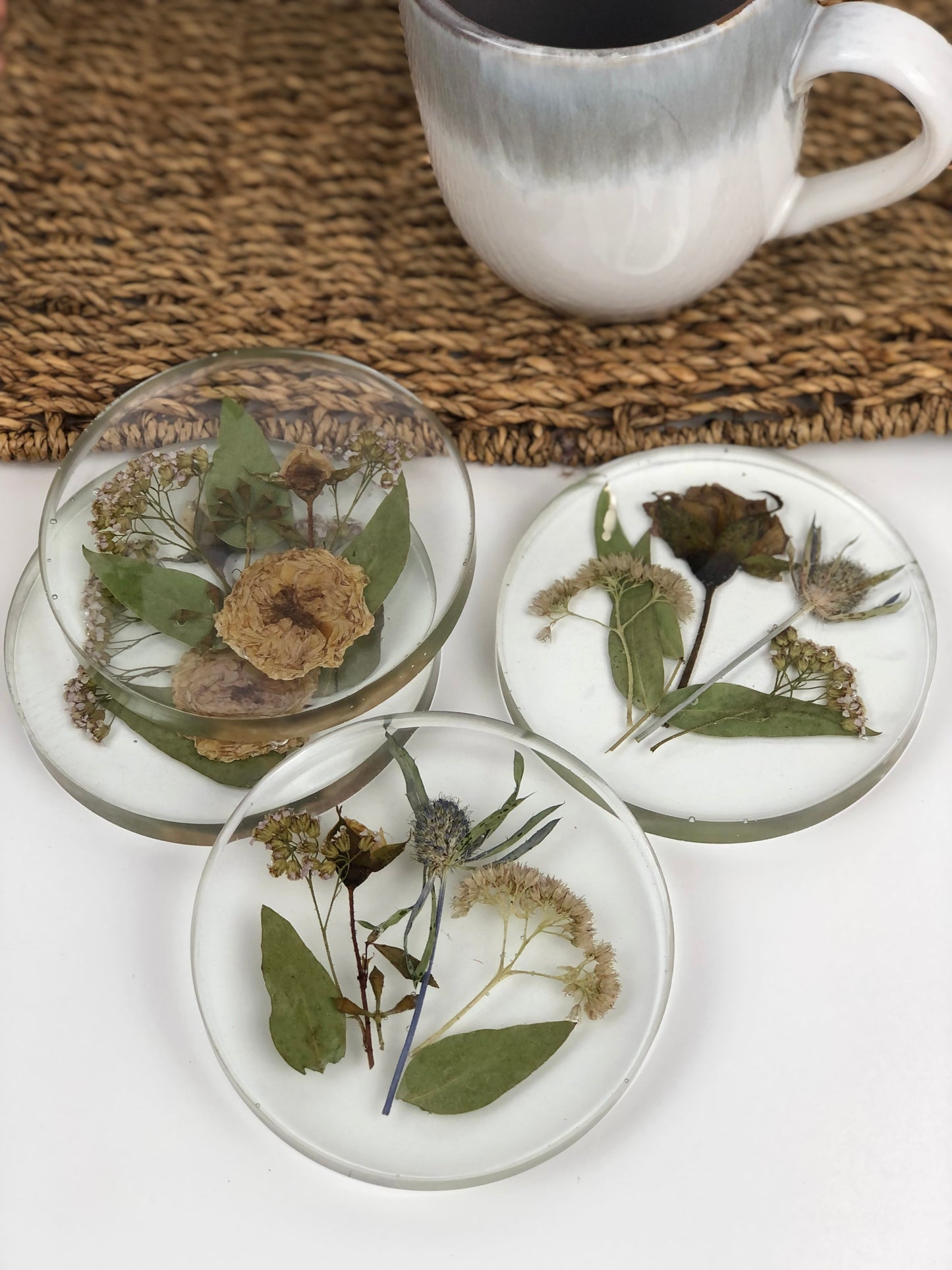 Coasters Round Pressed flower