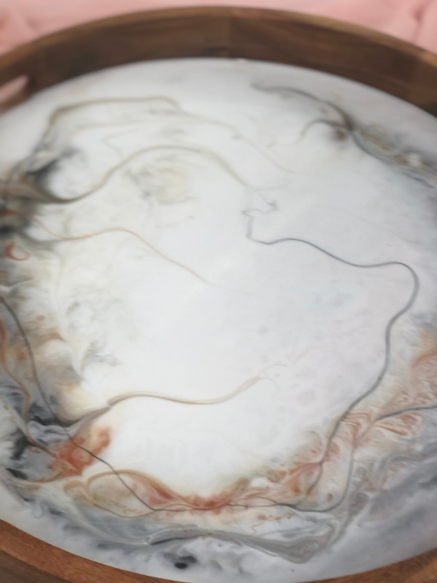 Wooden tray -Round resin art