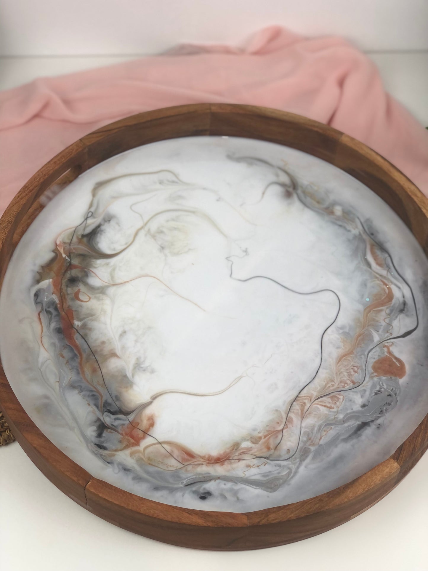 Wooden tray -Round resin art