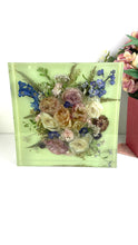 Load image into Gallery viewer, 300x300mm floral block - Brights with Pistachio background
