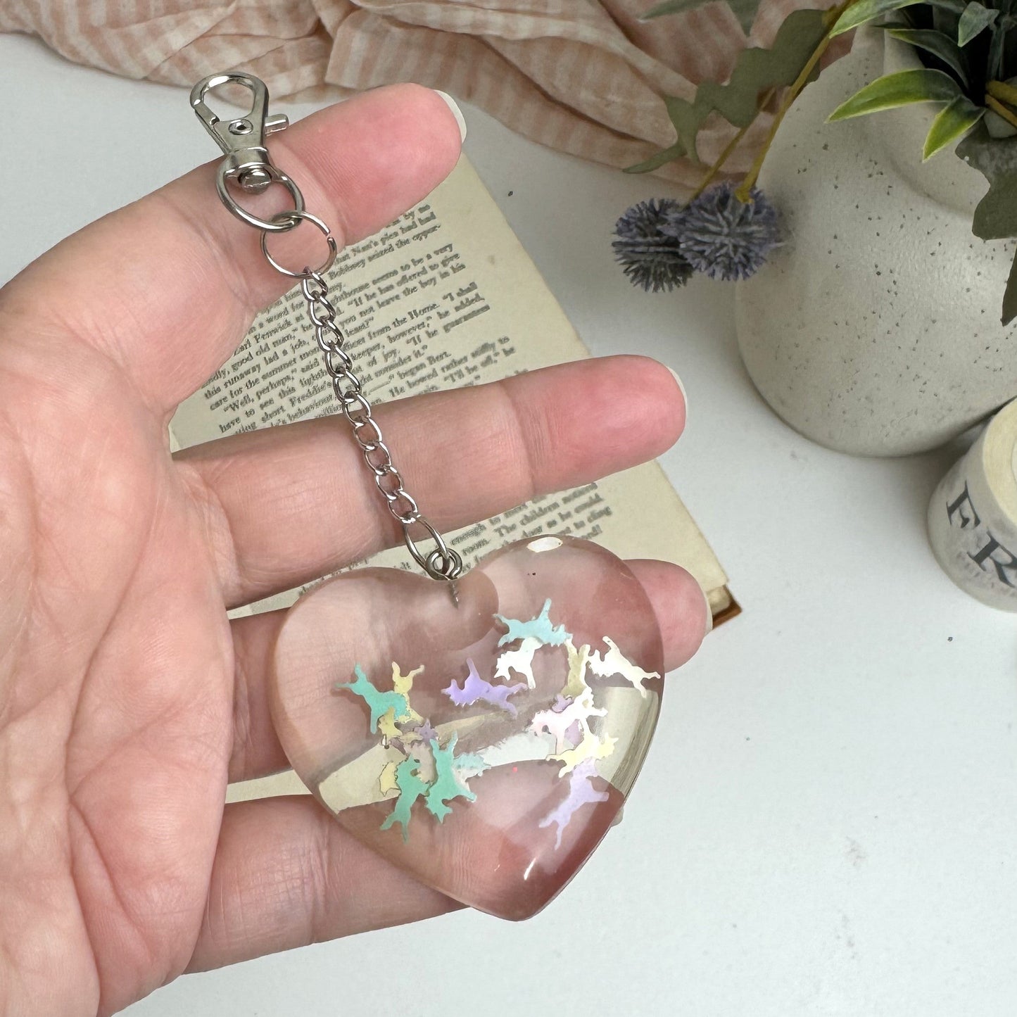 Heart Shaped Resin Keyring