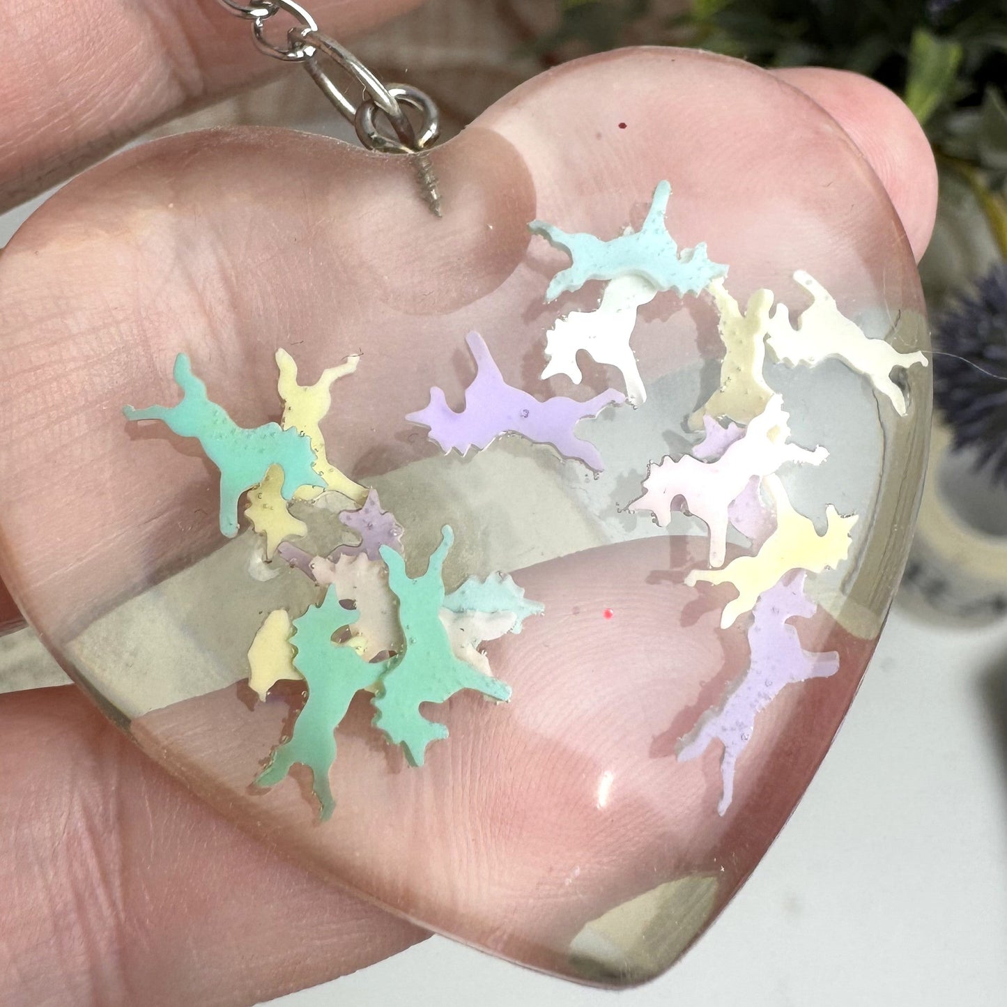 Heart Shaped Resin Keyring