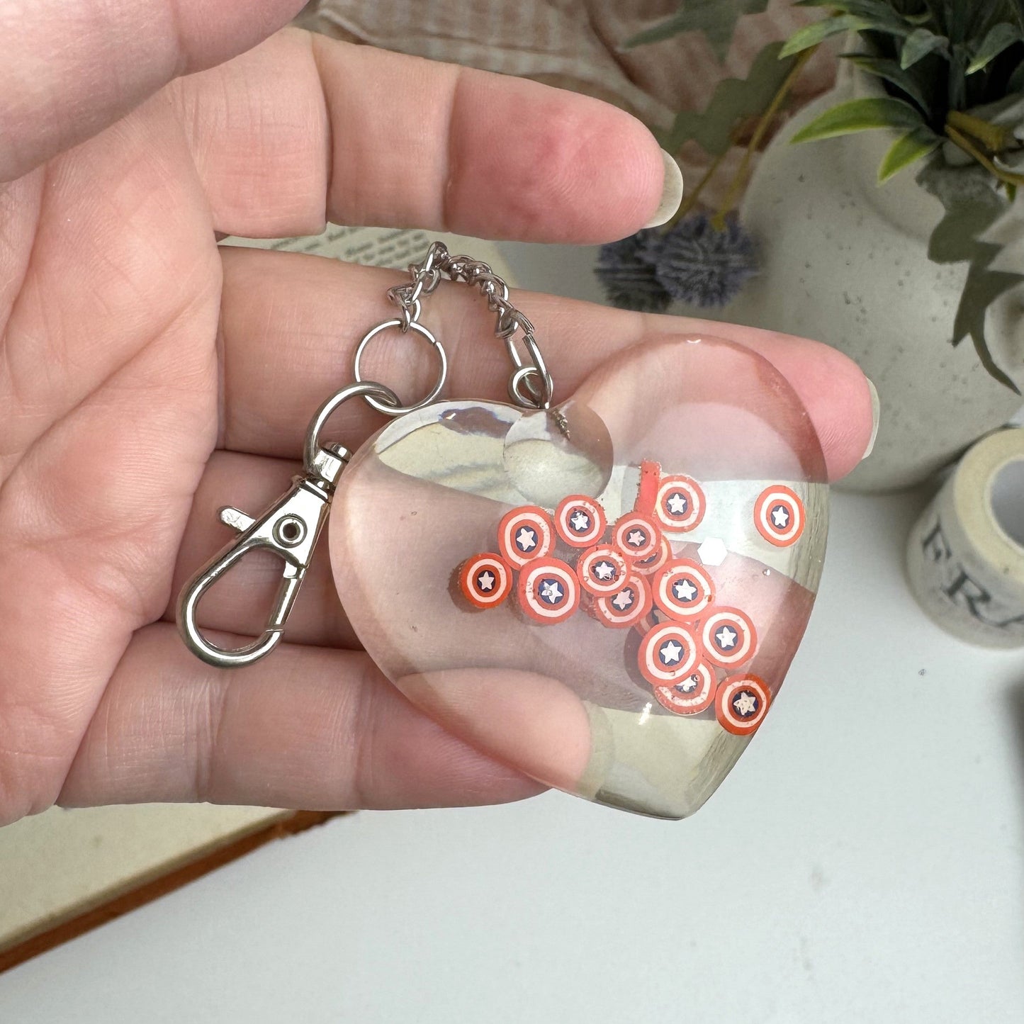 Heart Shaped Resin Keyring