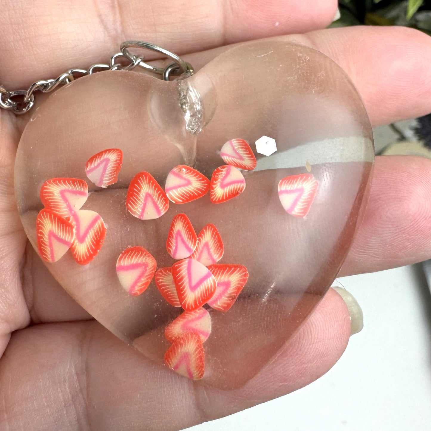 Heart Shaped Resin Keyring