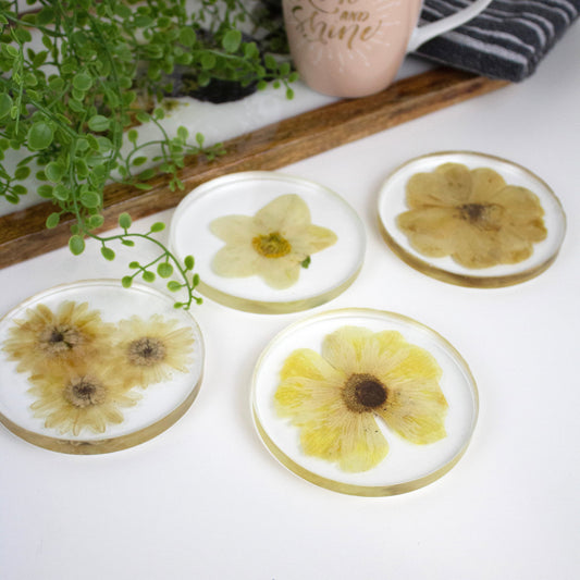 Coasters round  Pressed flower