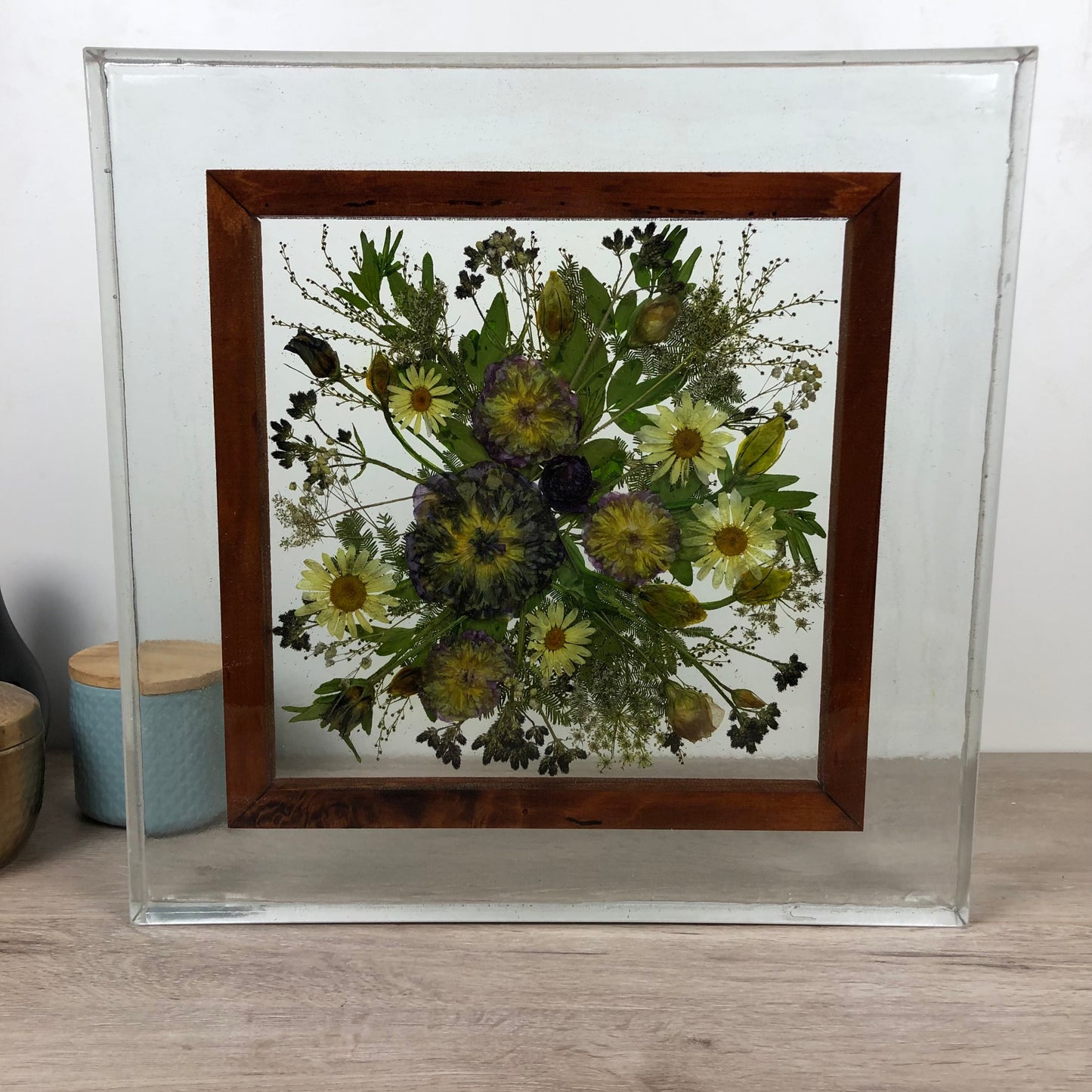 Wall hanging Framed resin pressed bouquet
