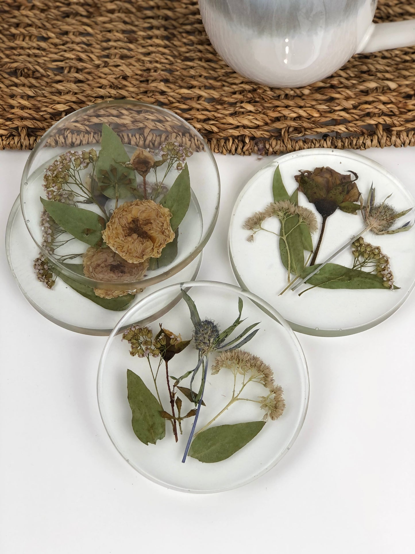 Coasters Round Pressed flower