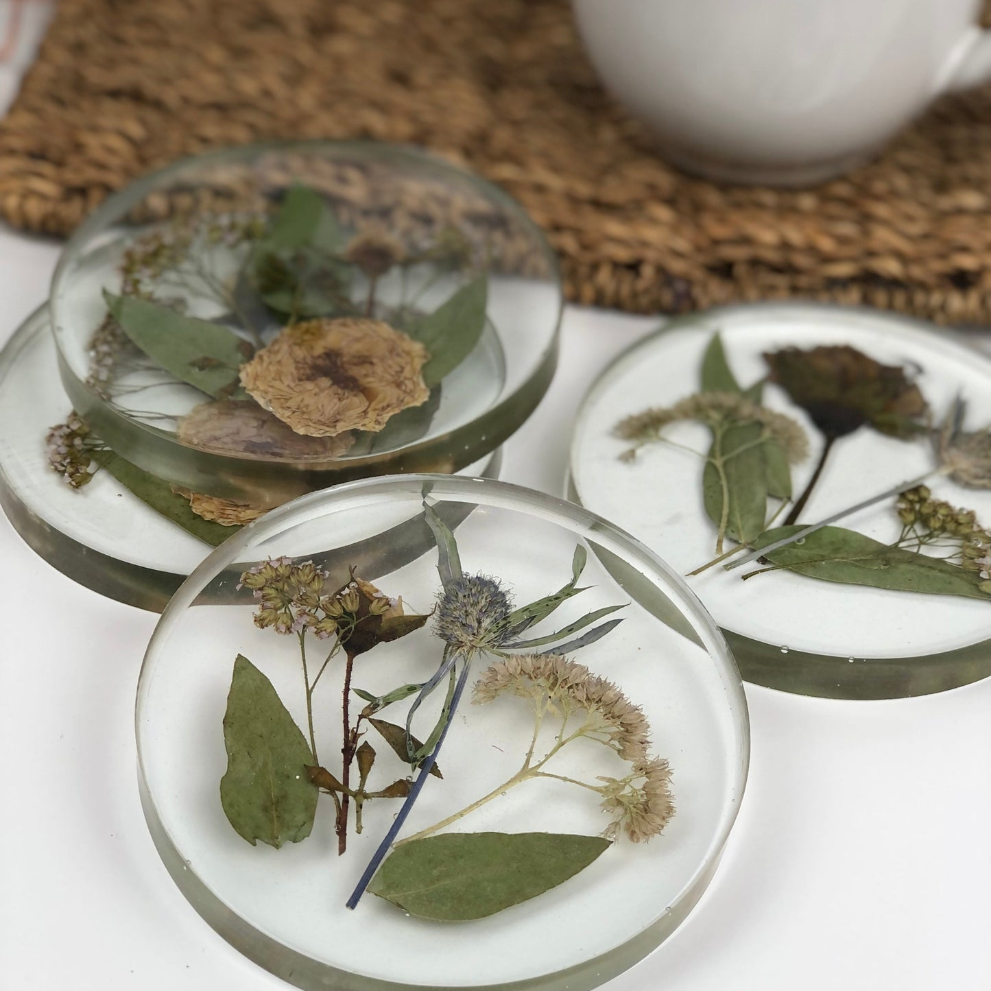 Coasters Round Pressed flower