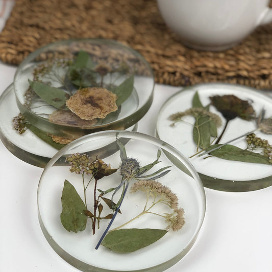 Coasters Round Pressed flower