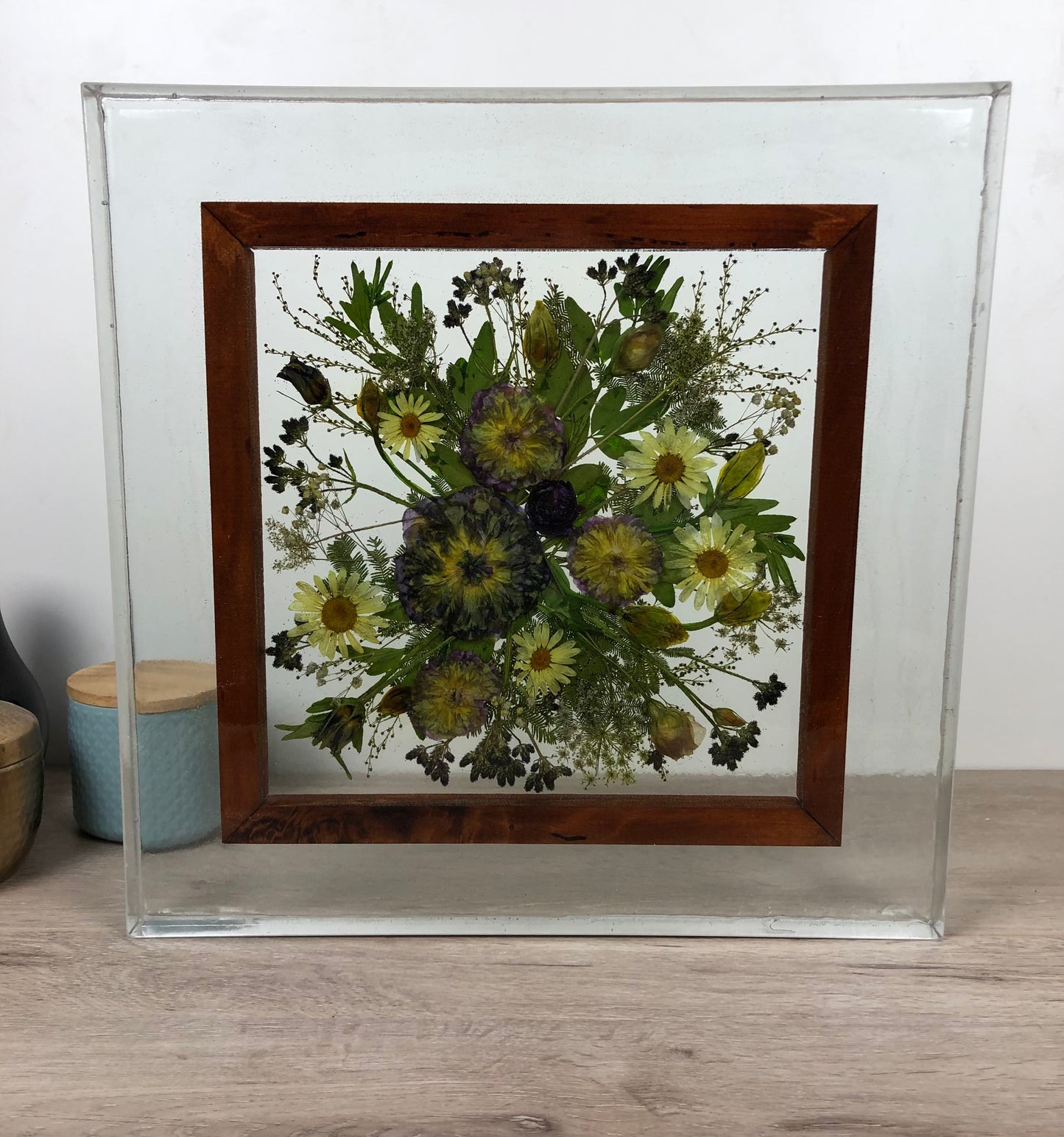 Wall hanging Framed resin pressed bouquet