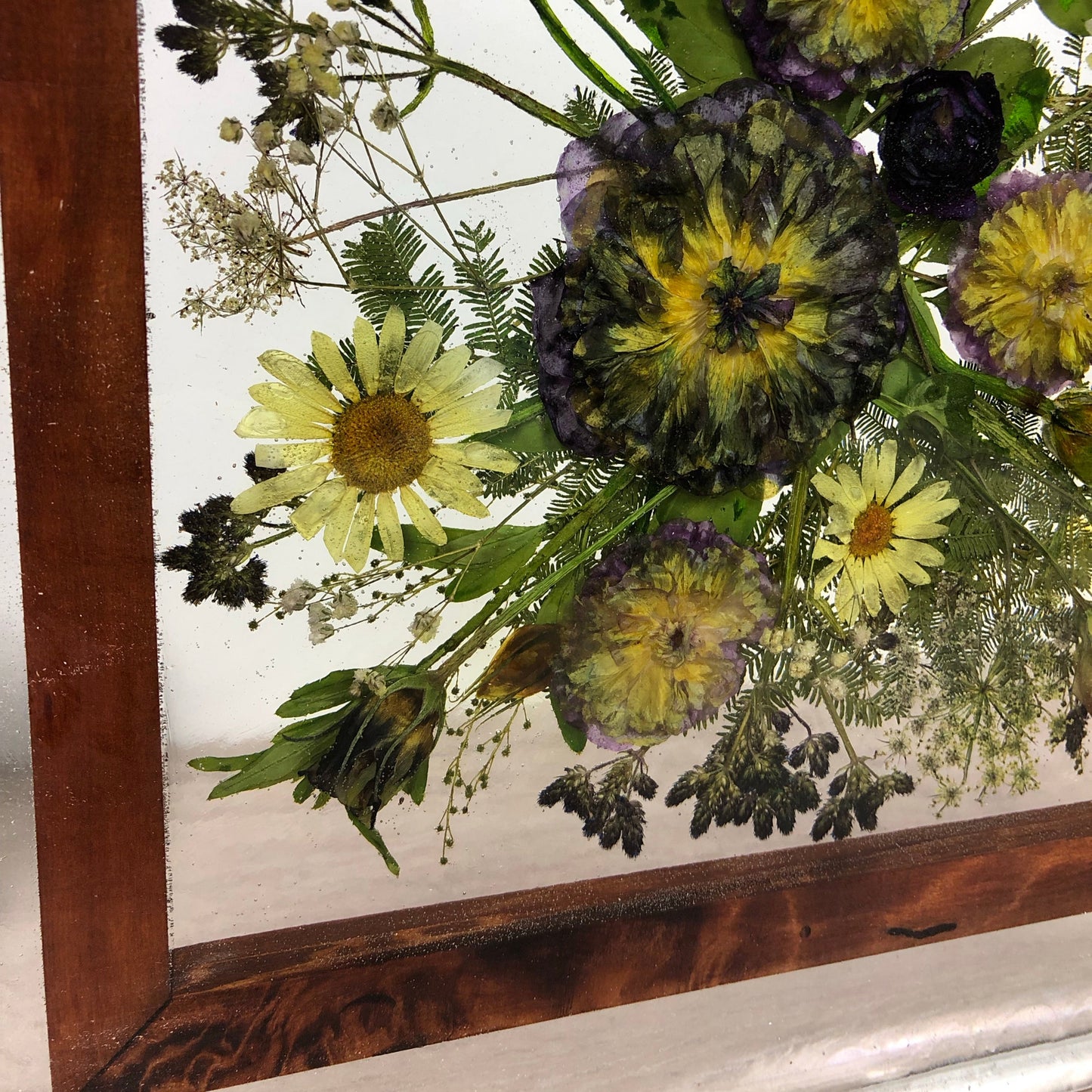 Wall hanging Framed resin pressed bouquet