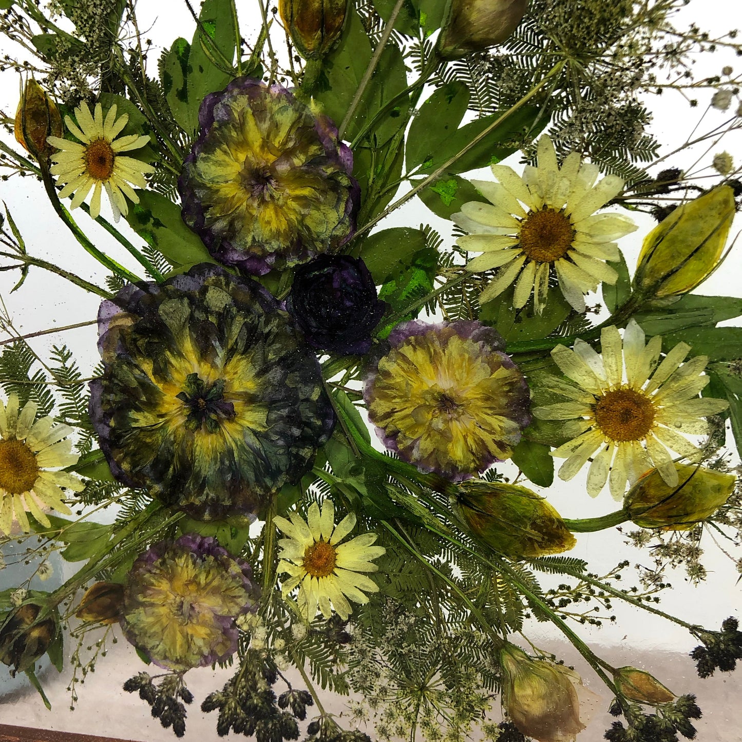 Wall hanging Framed resin pressed bouquet