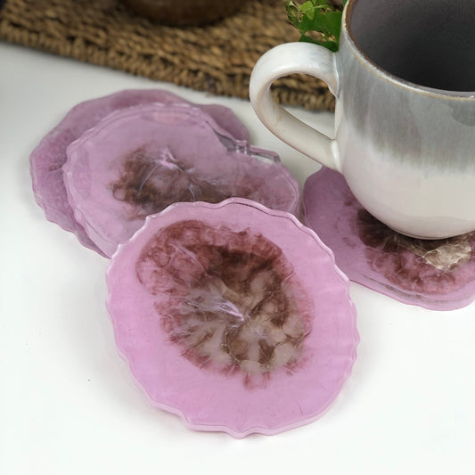 Coasters Geode Set of four pink and Chocolate