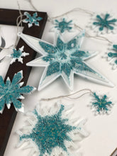 Load image into Gallery viewer, Decorations Christmas glow in the dark white glitter 9 piece set
