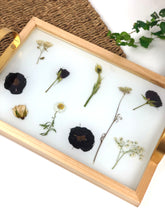 Load image into Gallery viewer, Wooden tray with gold handles.
