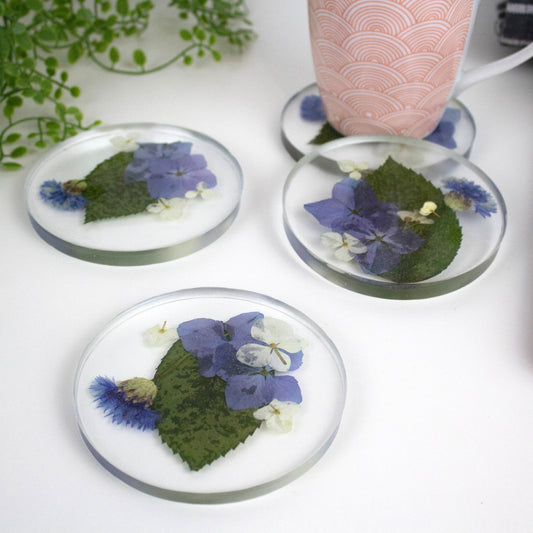 Coasters round  Pressed flower