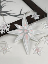 Load image into Gallery viewer, Decorations Christmas white glitter 7 piece set
